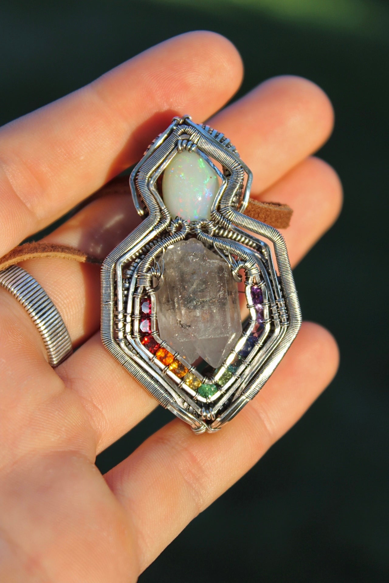 Twin Flame - Quartz and Opal Pendant