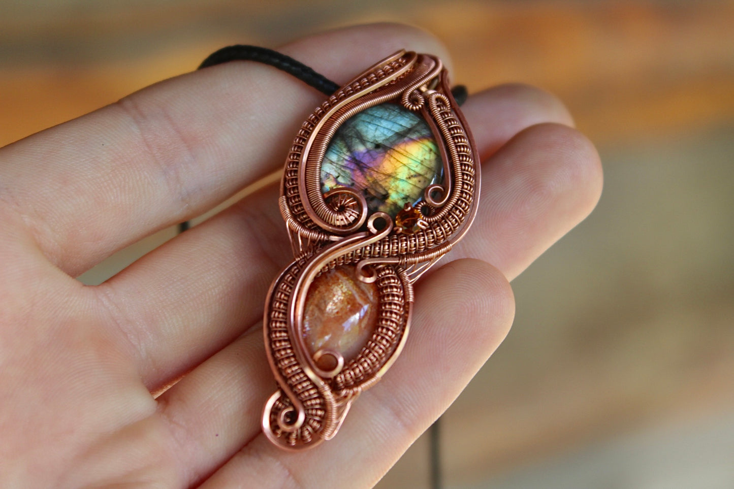 Golden Hour - Labradorite and Sunstone Pendant