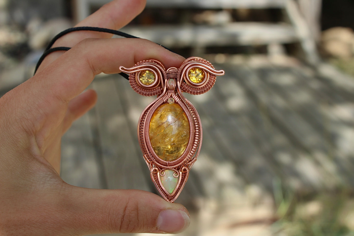 Citrine Owl Pendant