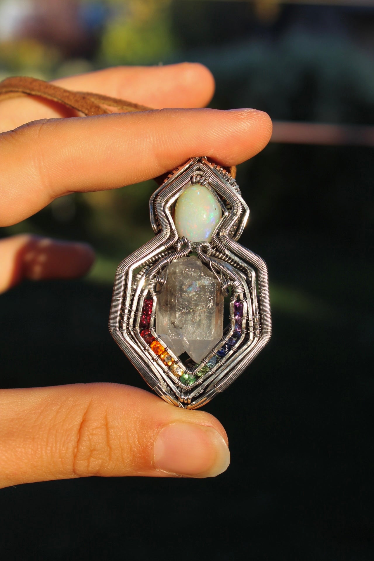 Twin Flame - Quartz and Opal Pendant