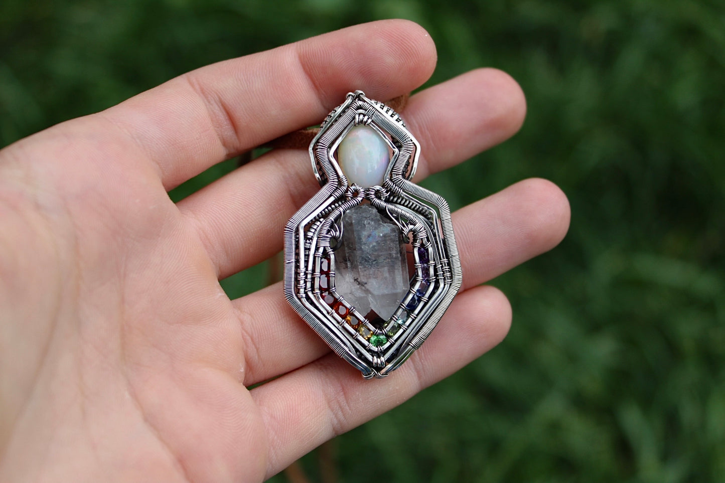 Twin Flame - Quartz and Opal Pendant