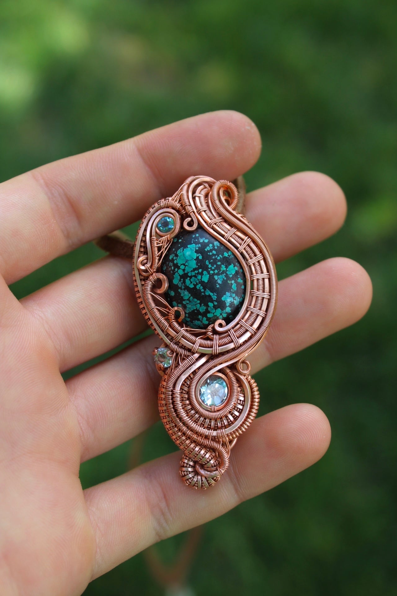 Turquoise and Topaz Pendant