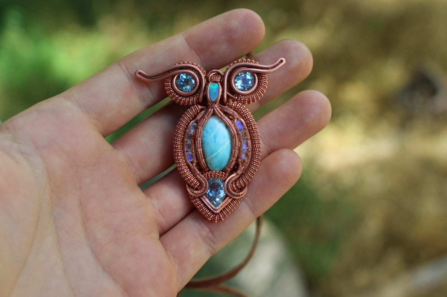 Larimar Owl Pendant