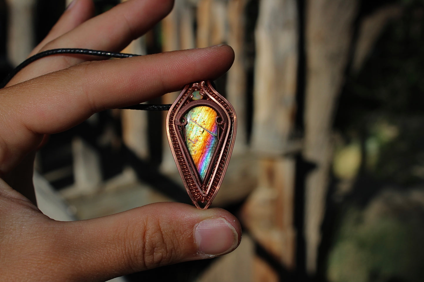 Multicolored Labradorite and Opal Pendant