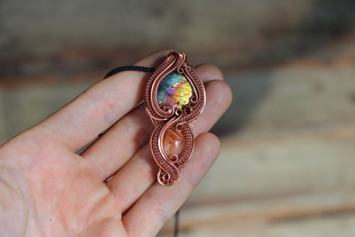 Golden Hour - Labradorite and Sunstone Pendant