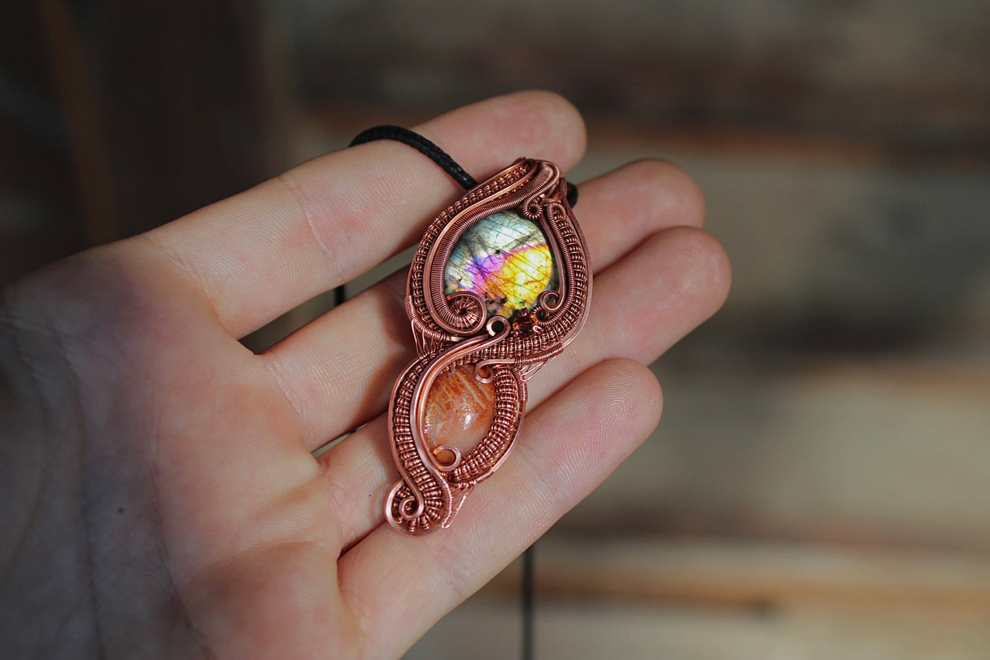 Golden Hour - Labradorite and Sunstone Pendant