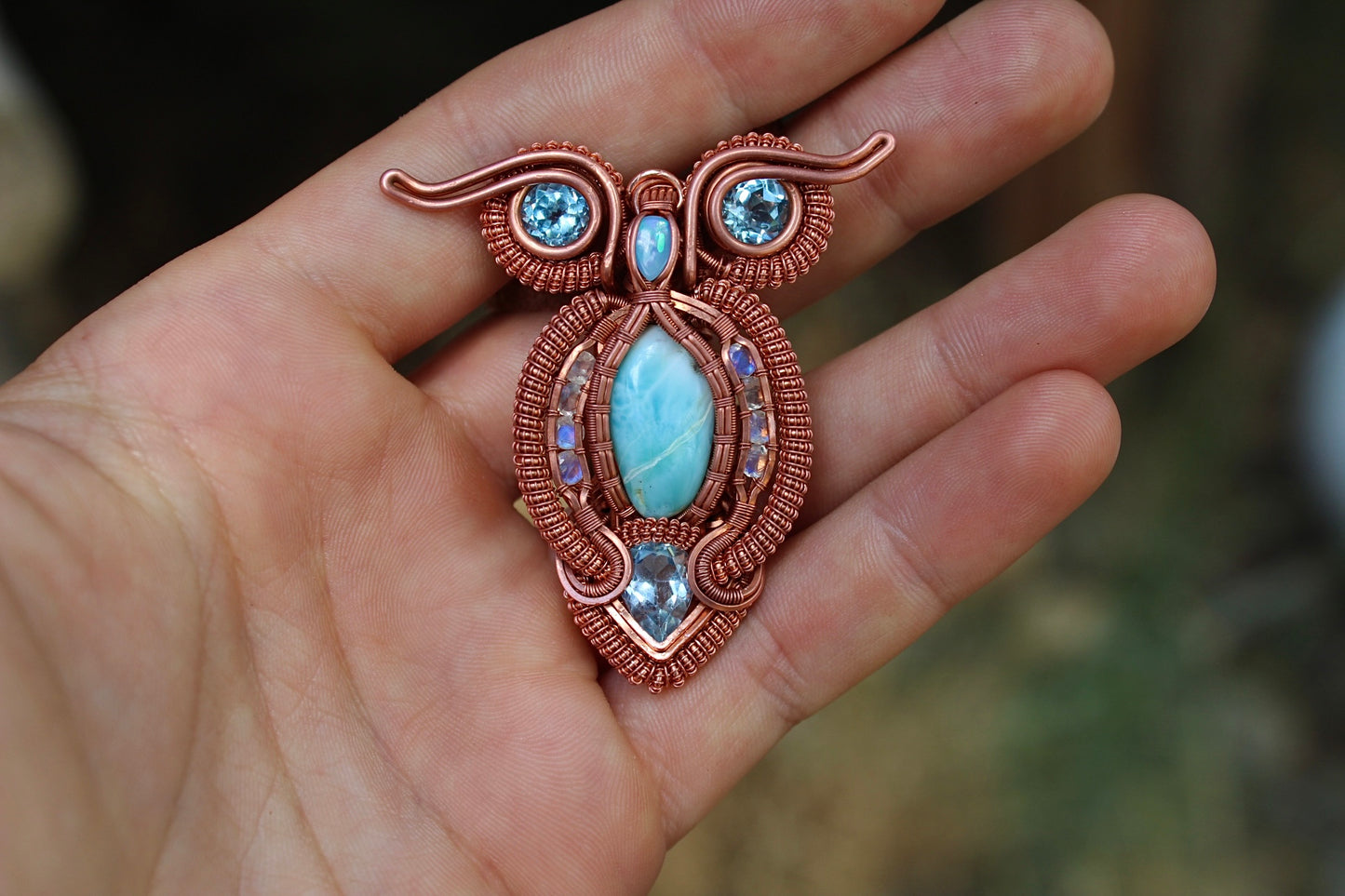 Larimar Owl Pendant