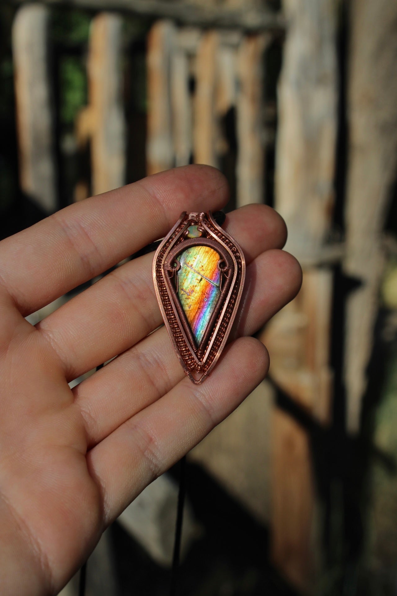 Multicolored Labradorite and Opal Pendant