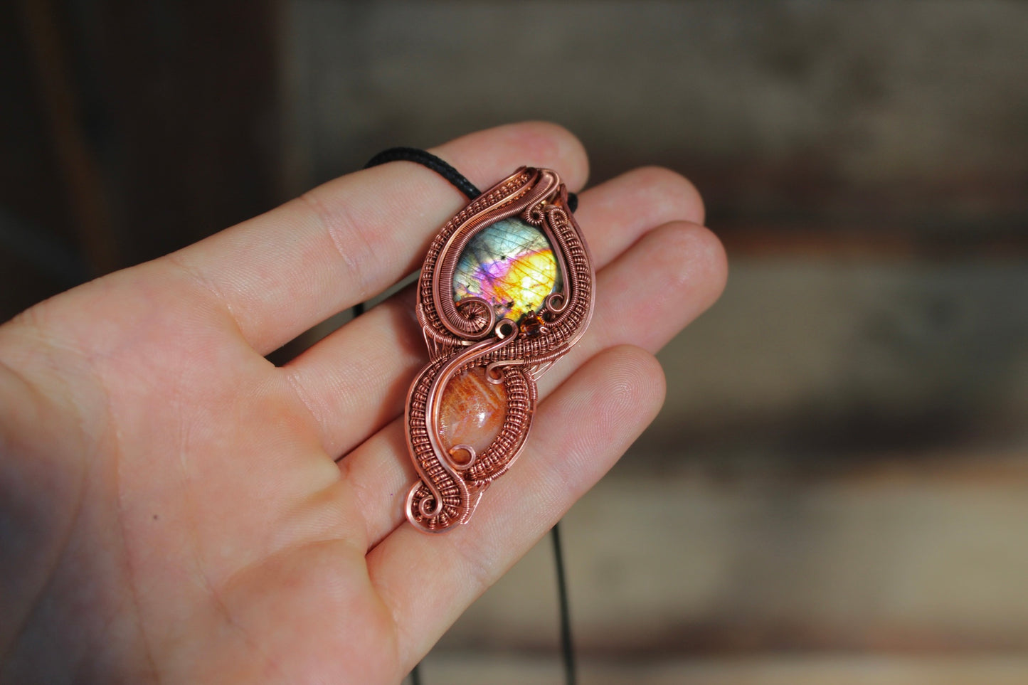 Golden Hour - Labradorite and Sunstone Pendant