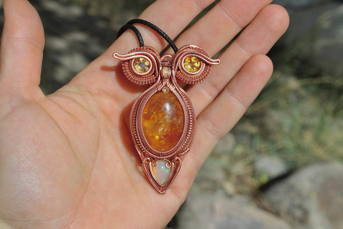 Citrine Owl Pendant