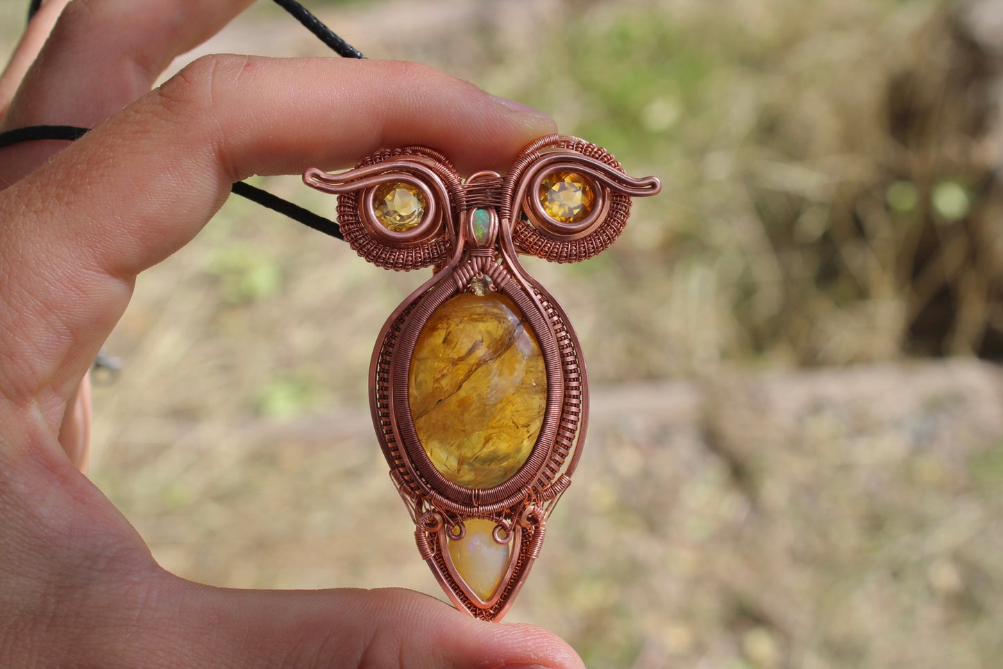 Citrine Owl Pendant