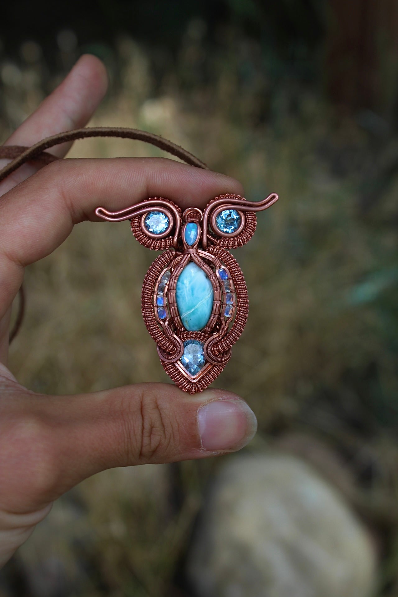 Larimar Owl Pendant