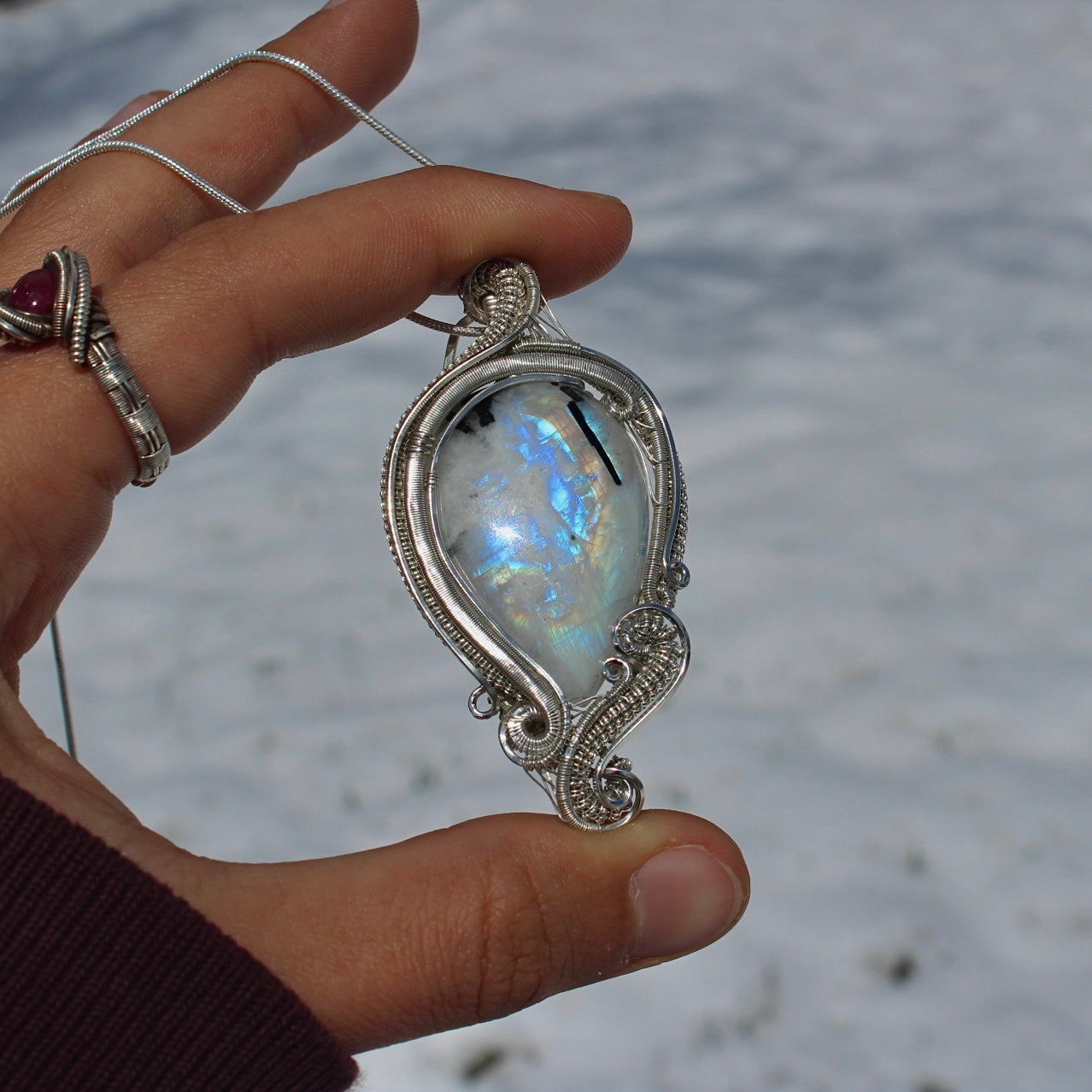 Rainbow Moonstone Pendant