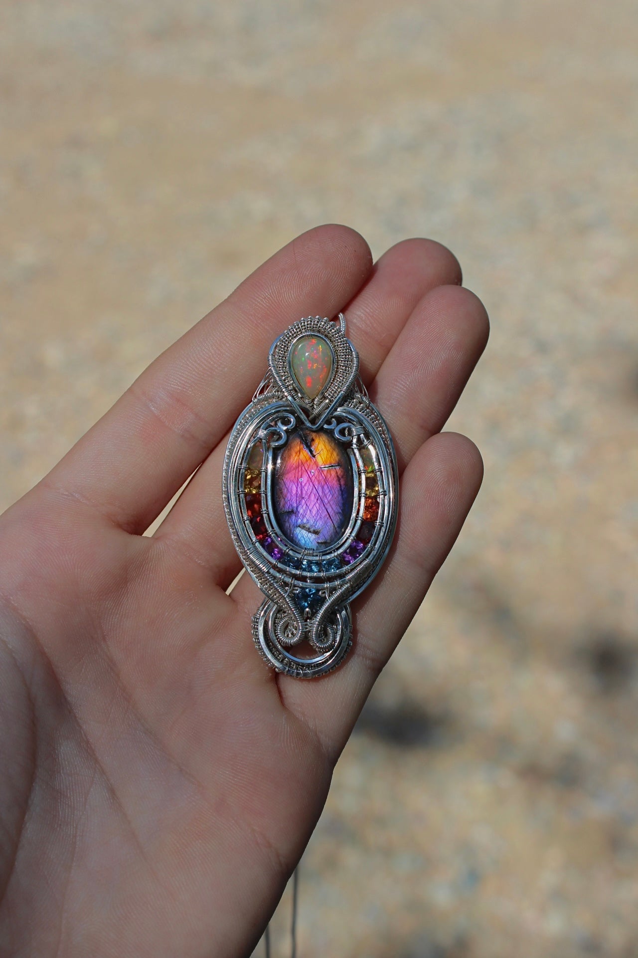 Enchanted - Labradorite and Opal Pendant