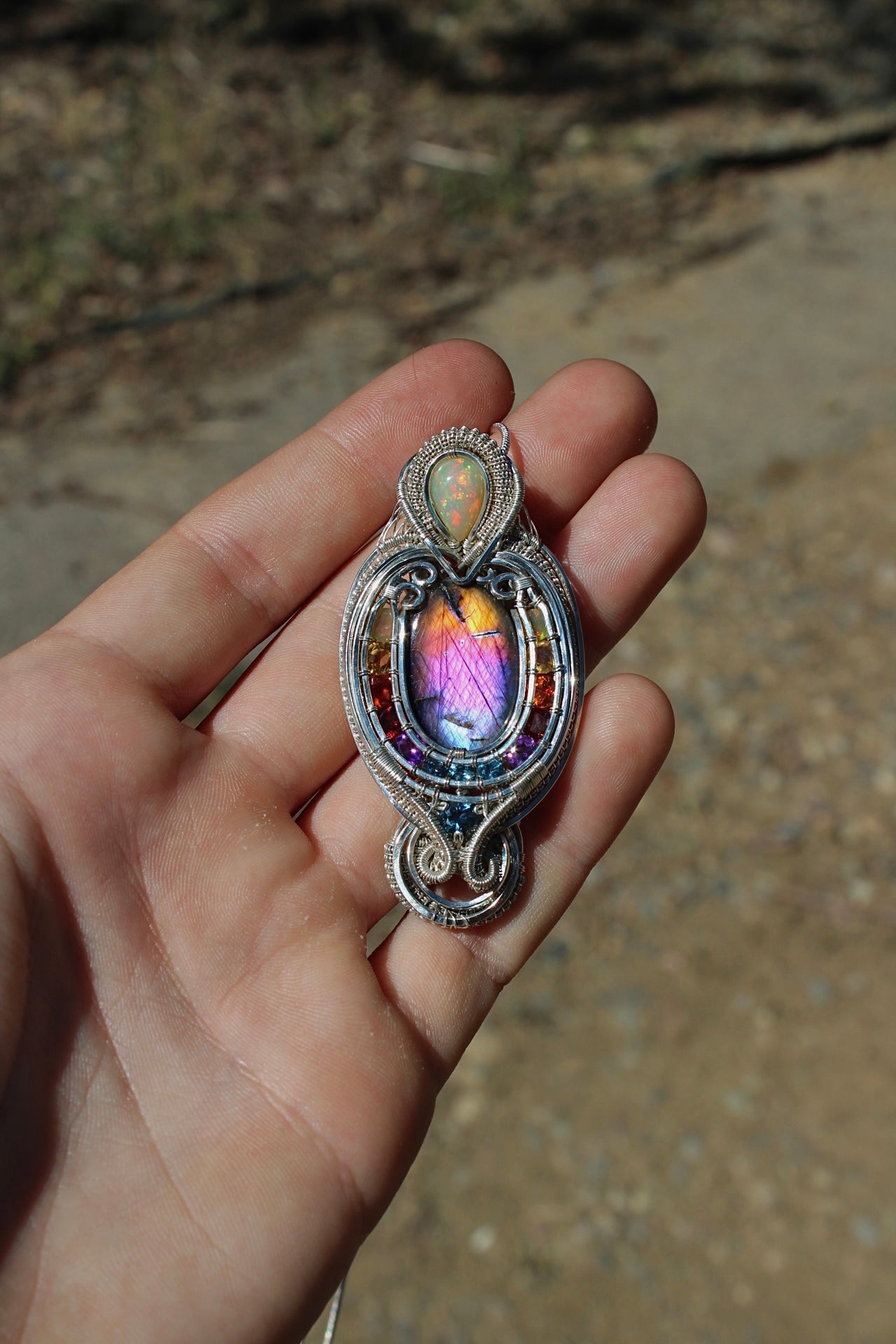 Enchanted - Labradorite and Opal Pendant