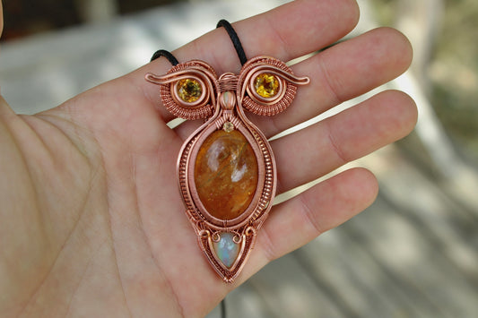 Citrine Owl Pendant