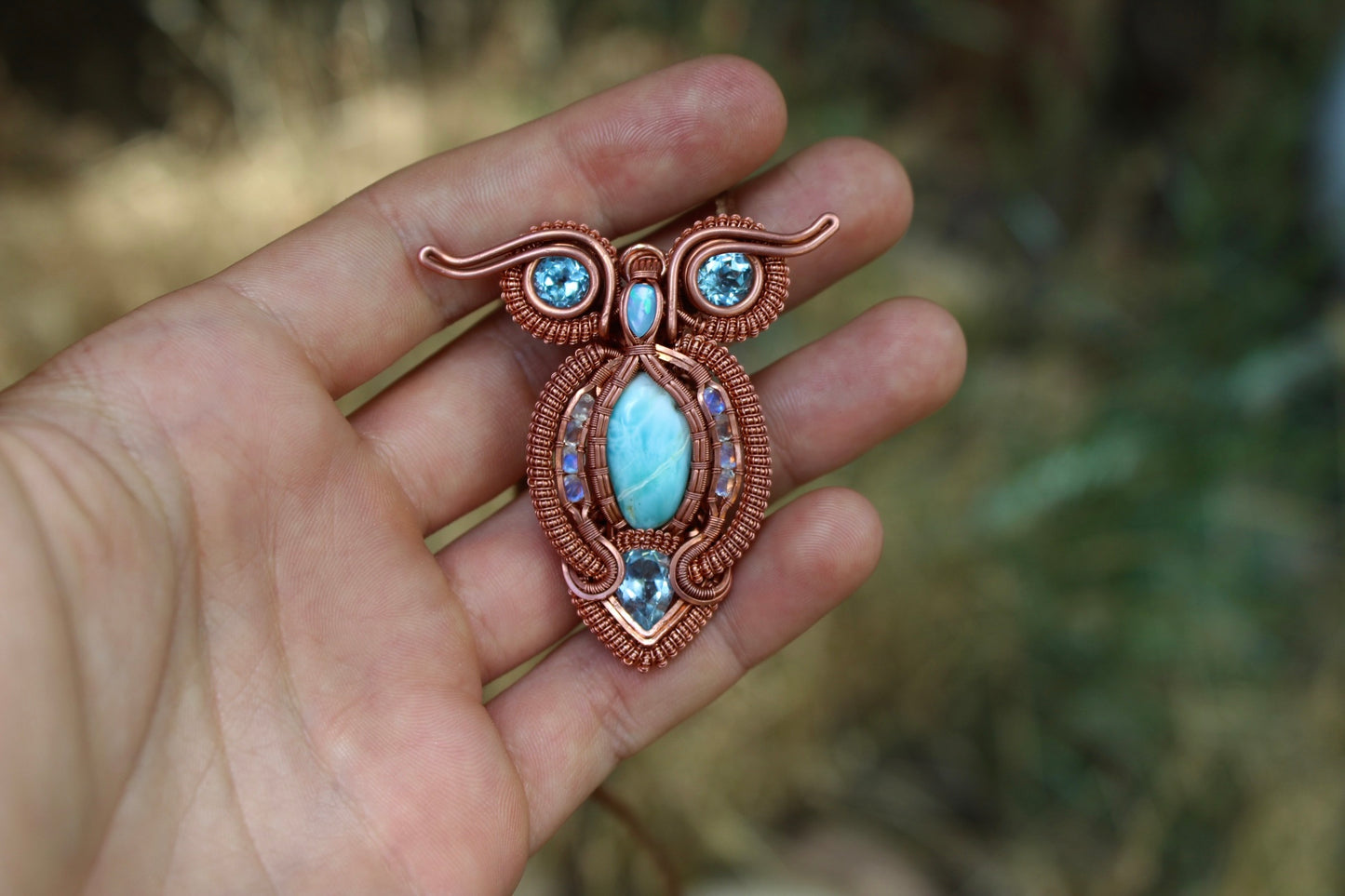 Larimar Owl Pendant