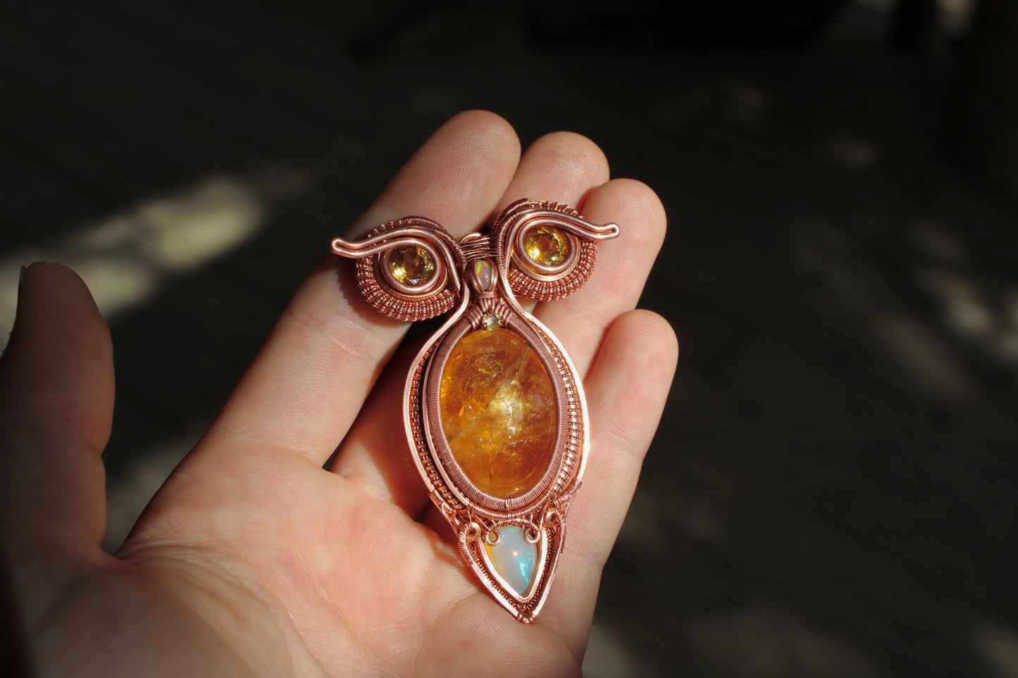 Citrine Owl Pendant