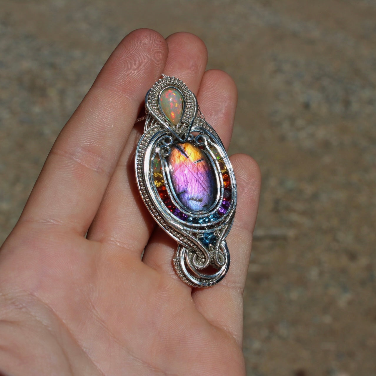 Enchanted - Labradorite and Opal Pendant