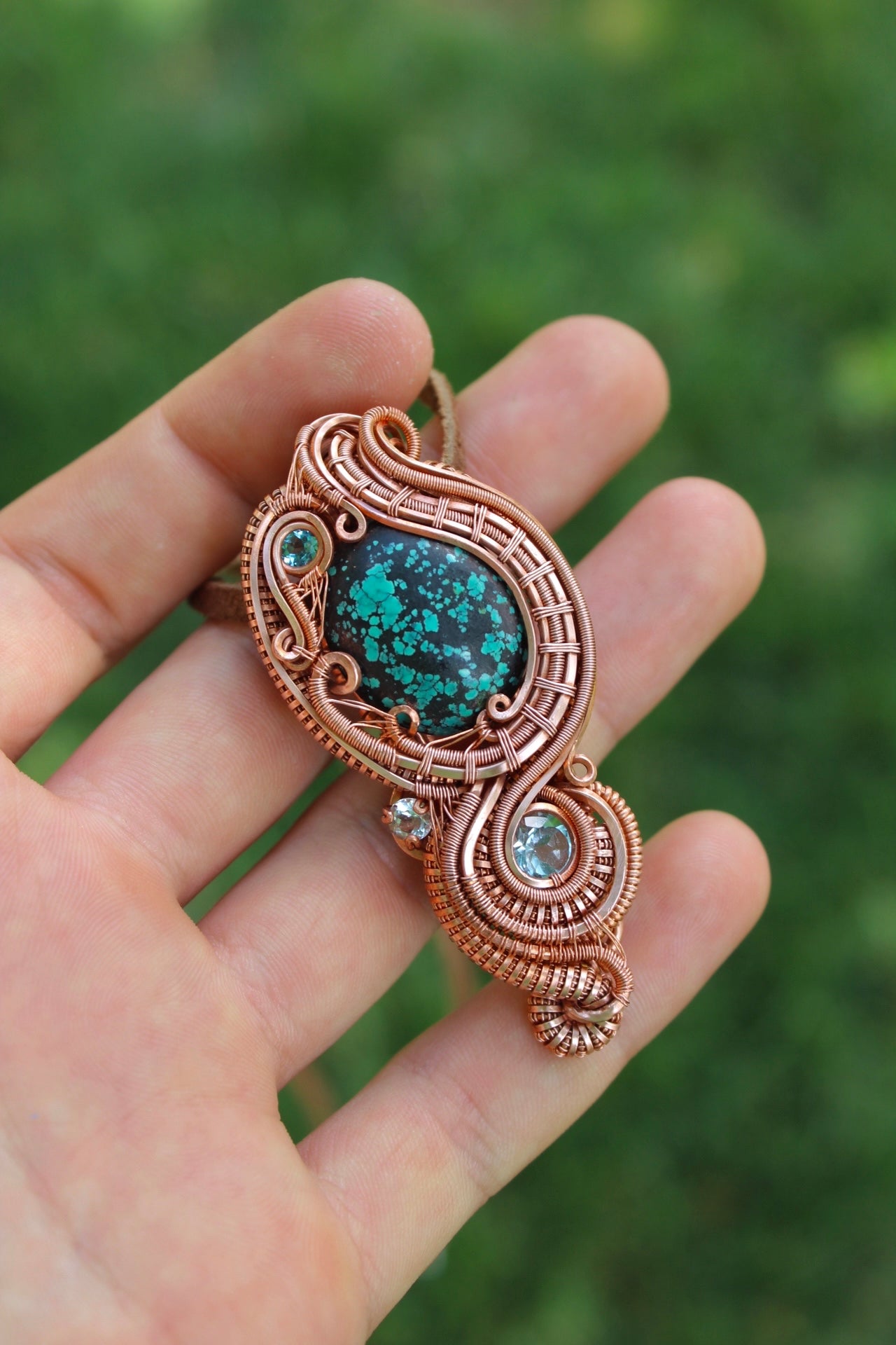 Turquoise and Topaz Pendant