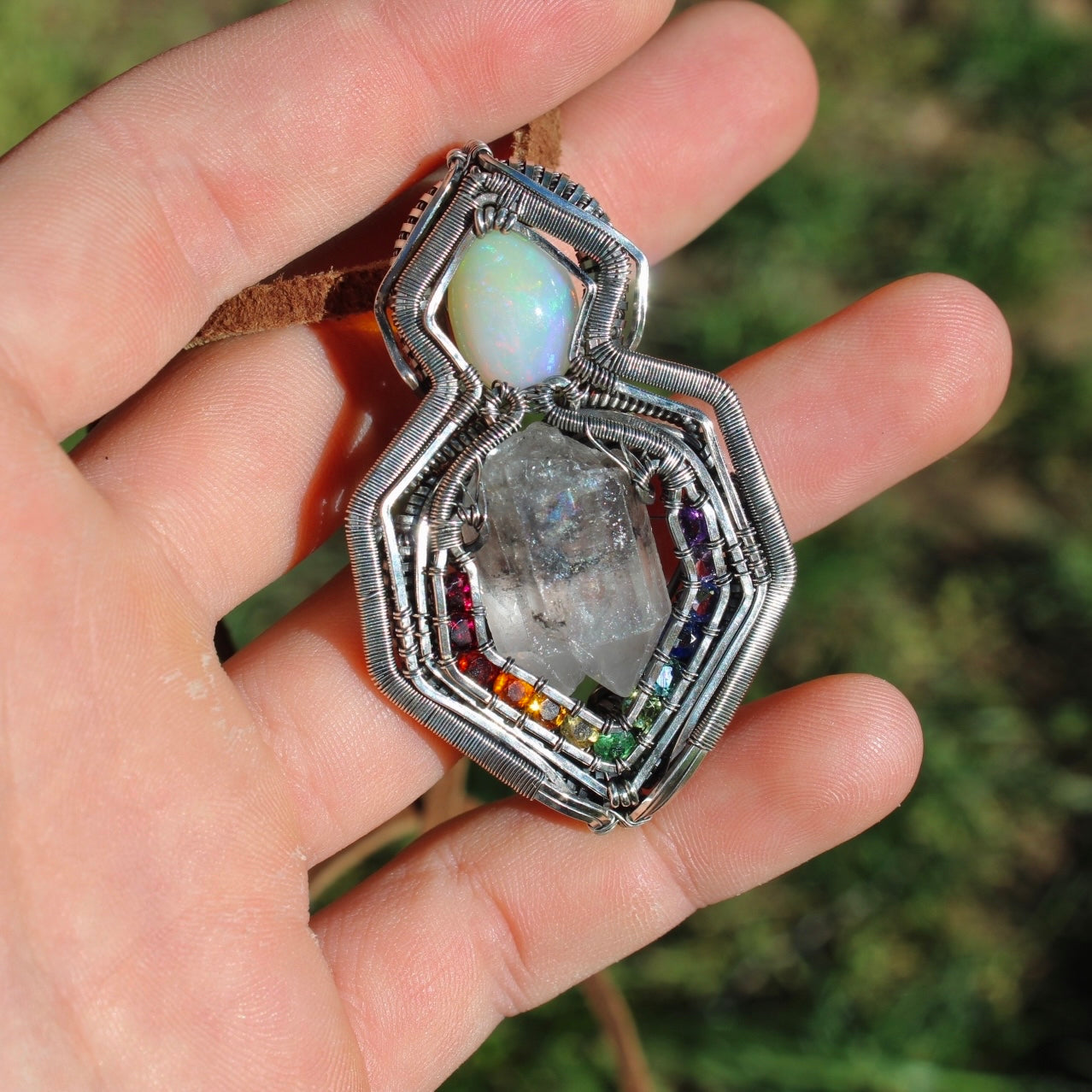 Twin Flame - Quartz and Opal Pendant