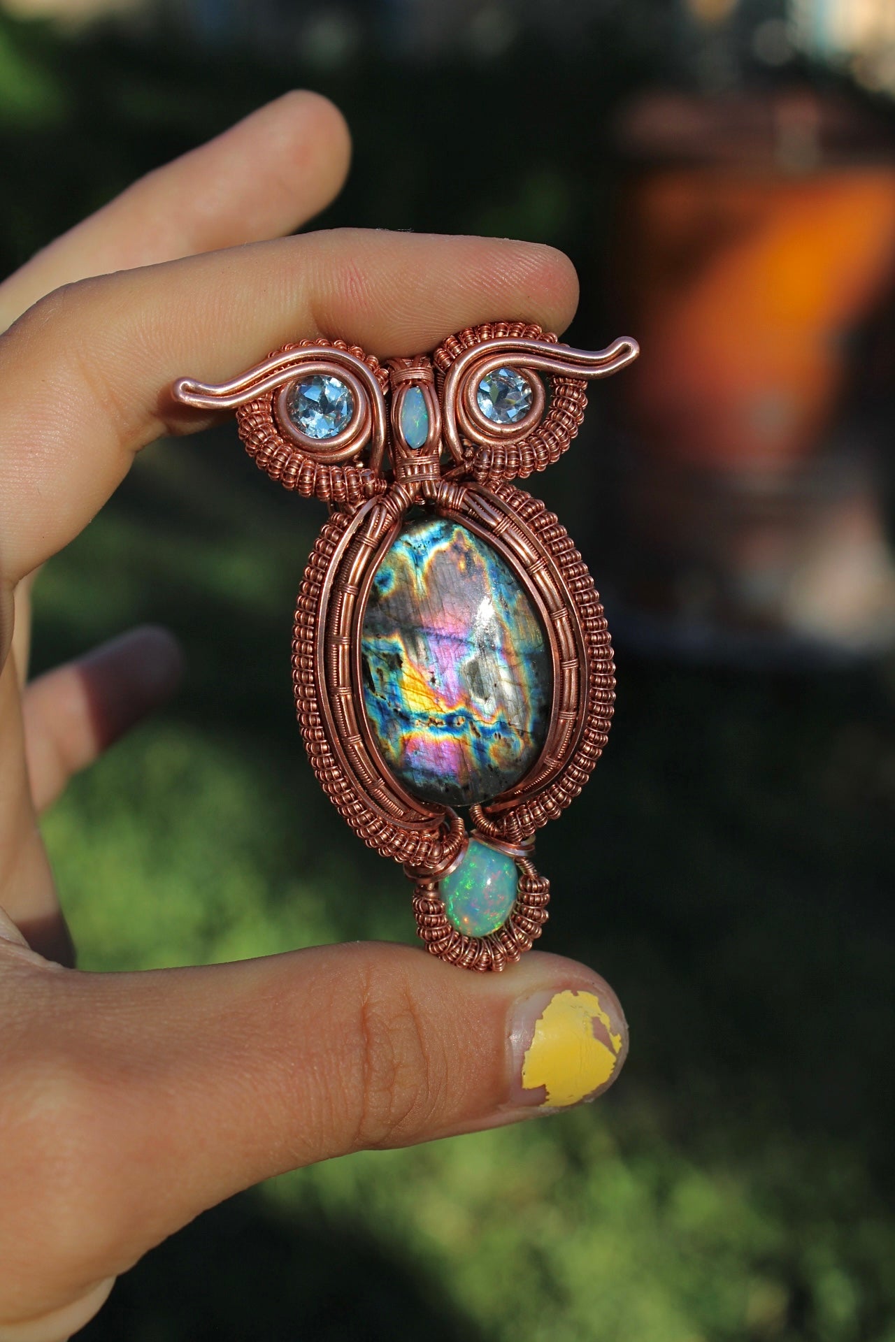 Labradorite Owl Pendant