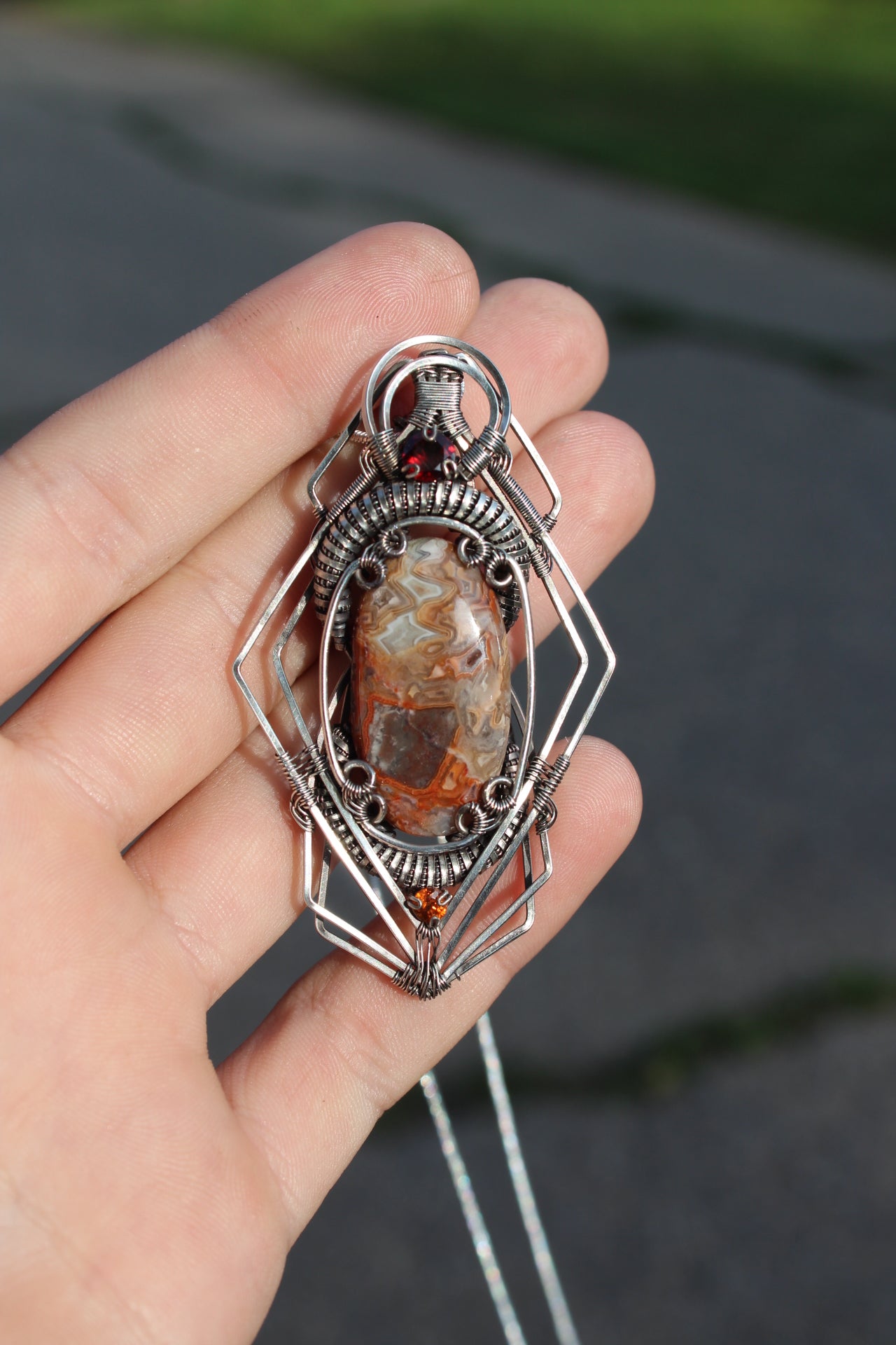 Anxiety - Crazy Lace Agate Pendant