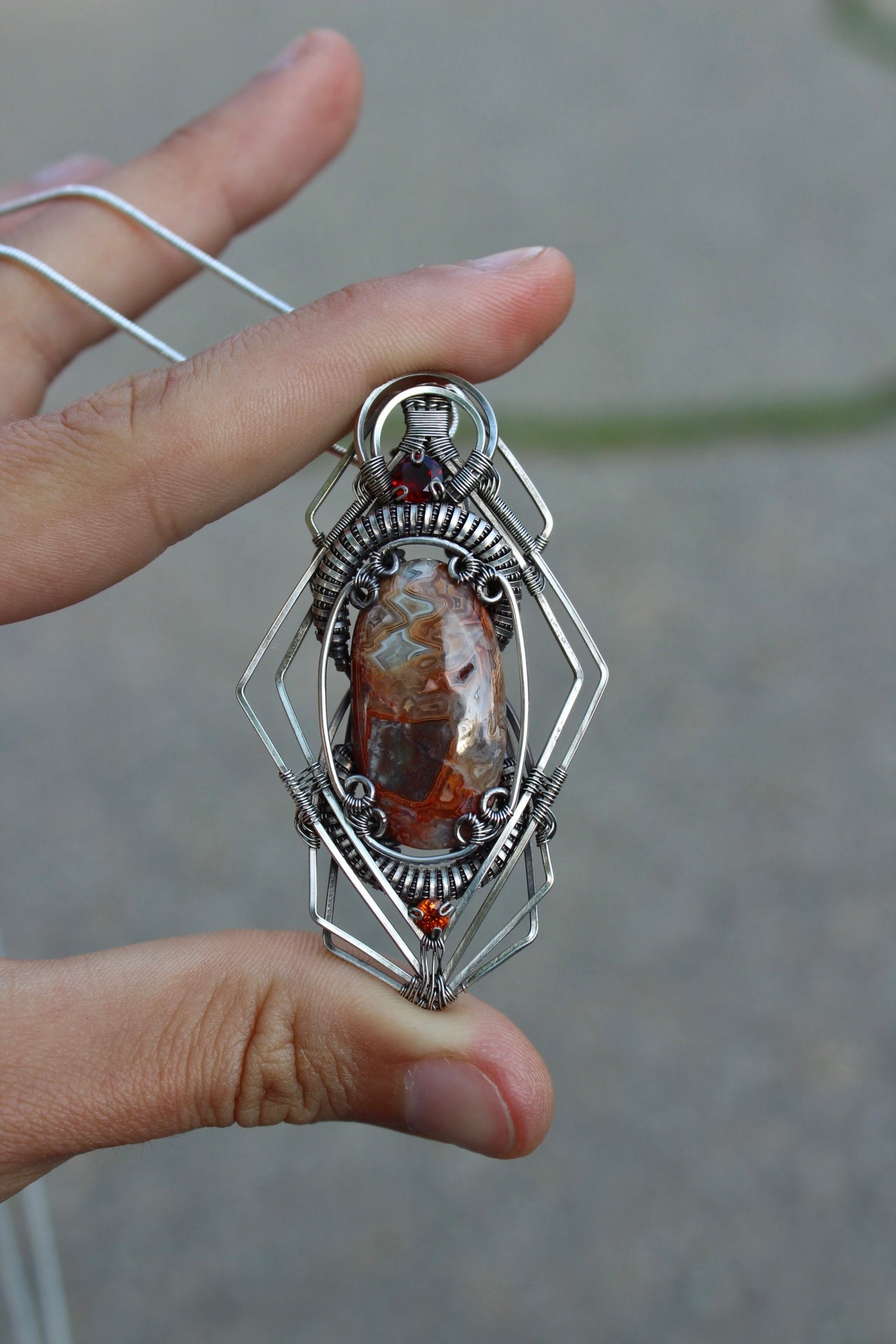 Anxiety - Crazy Lace Agate Pendant