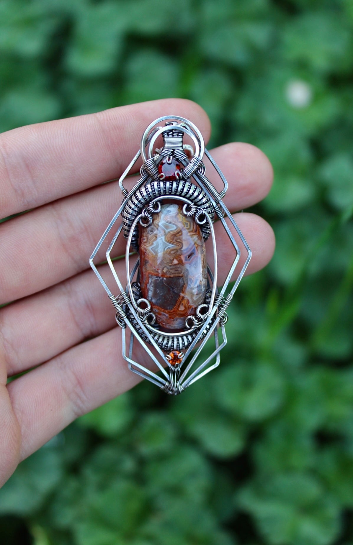 Anxiety - Crazy Lace Agate Pendant