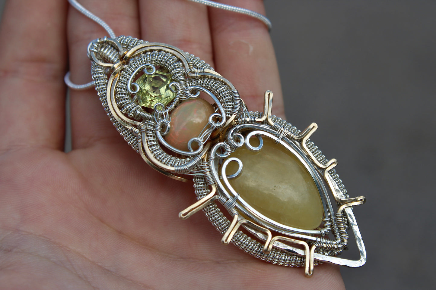 Joy - Lemon Quartz, Opal, & Calcite Pendant