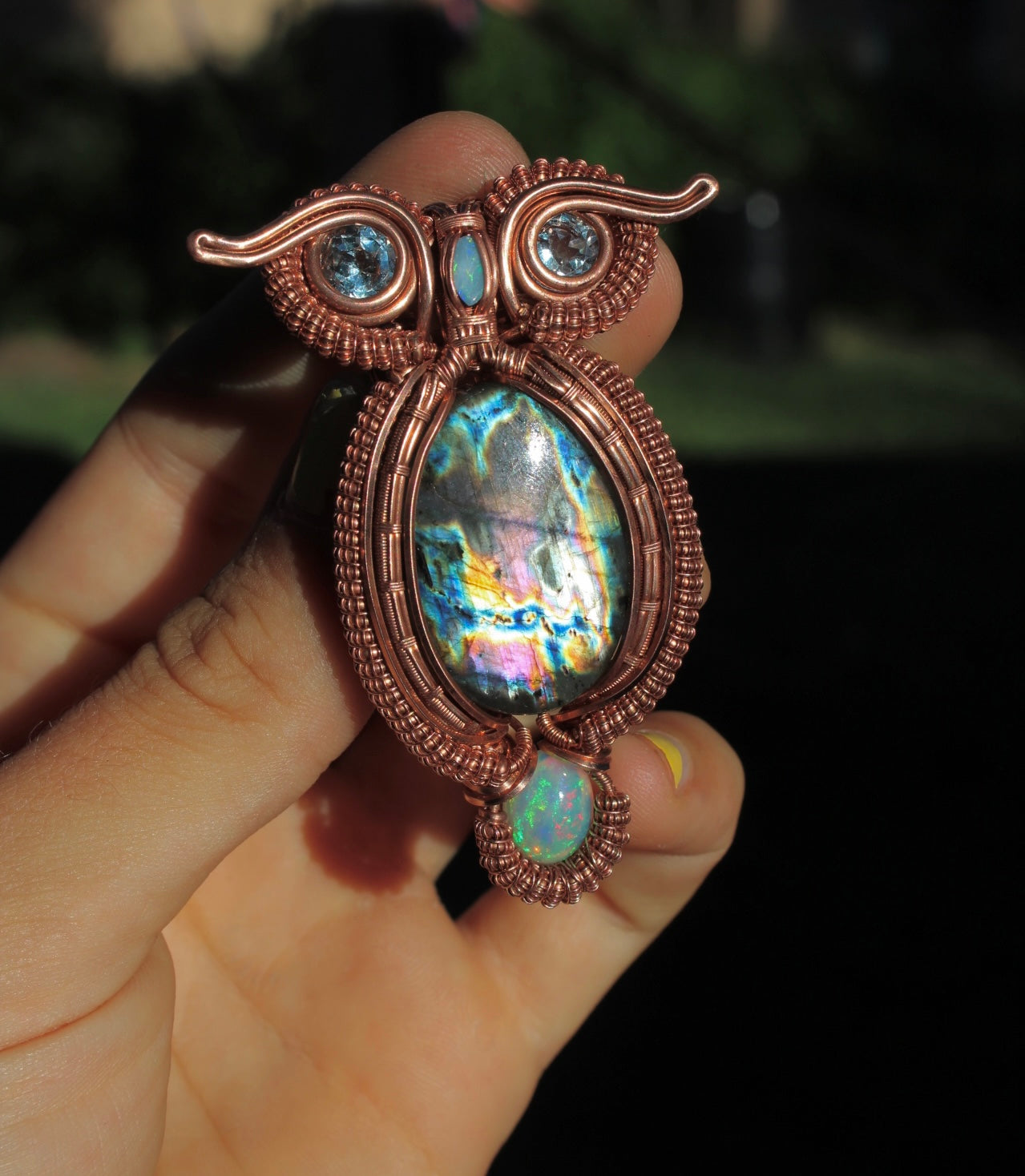 Labradorite Owl Pendant