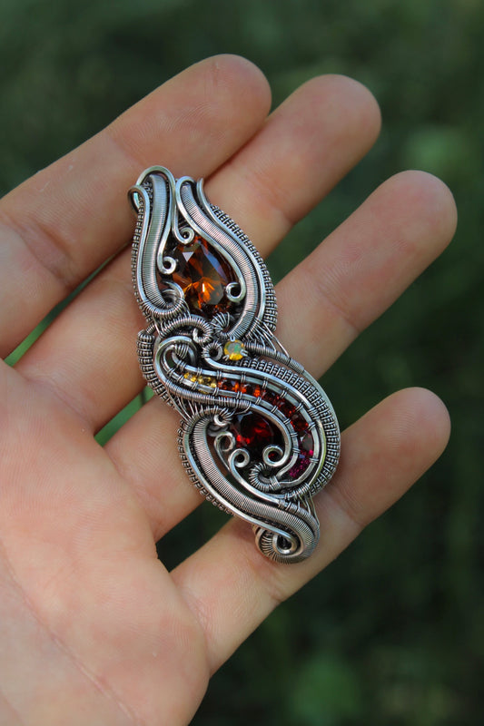 Midnight Sun- Zircon and Garnet Pendant