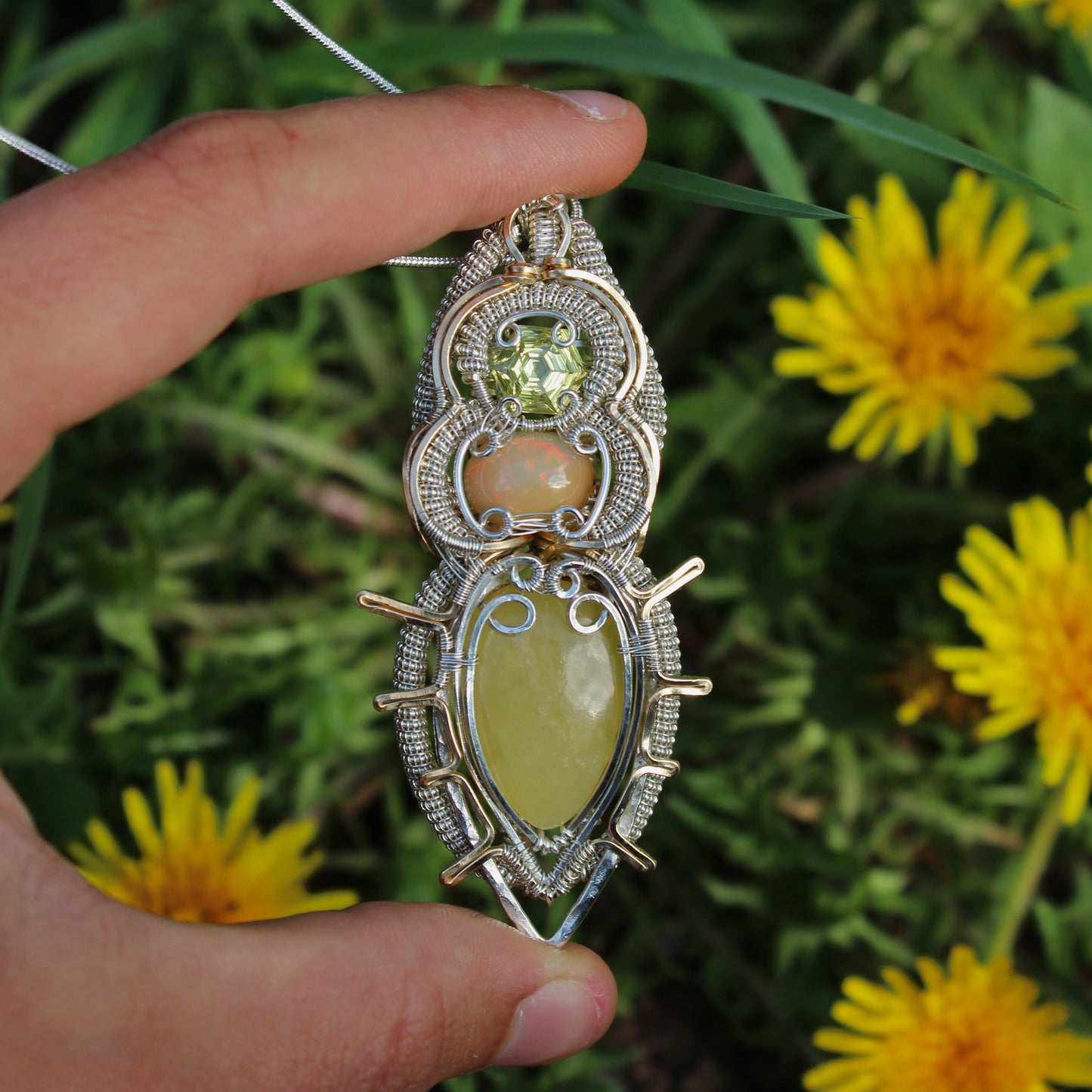 Joy - Lemon Quartz, Opal, & Calcite Pendant