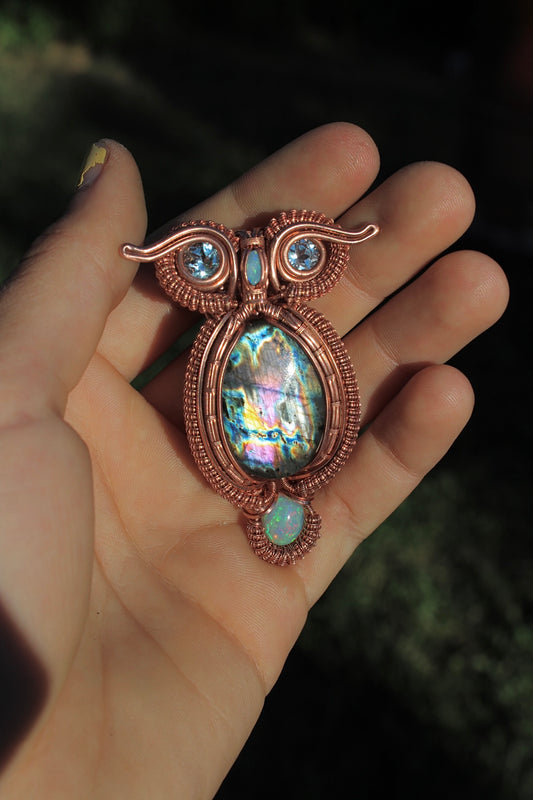 Labradorite Owl Pendant