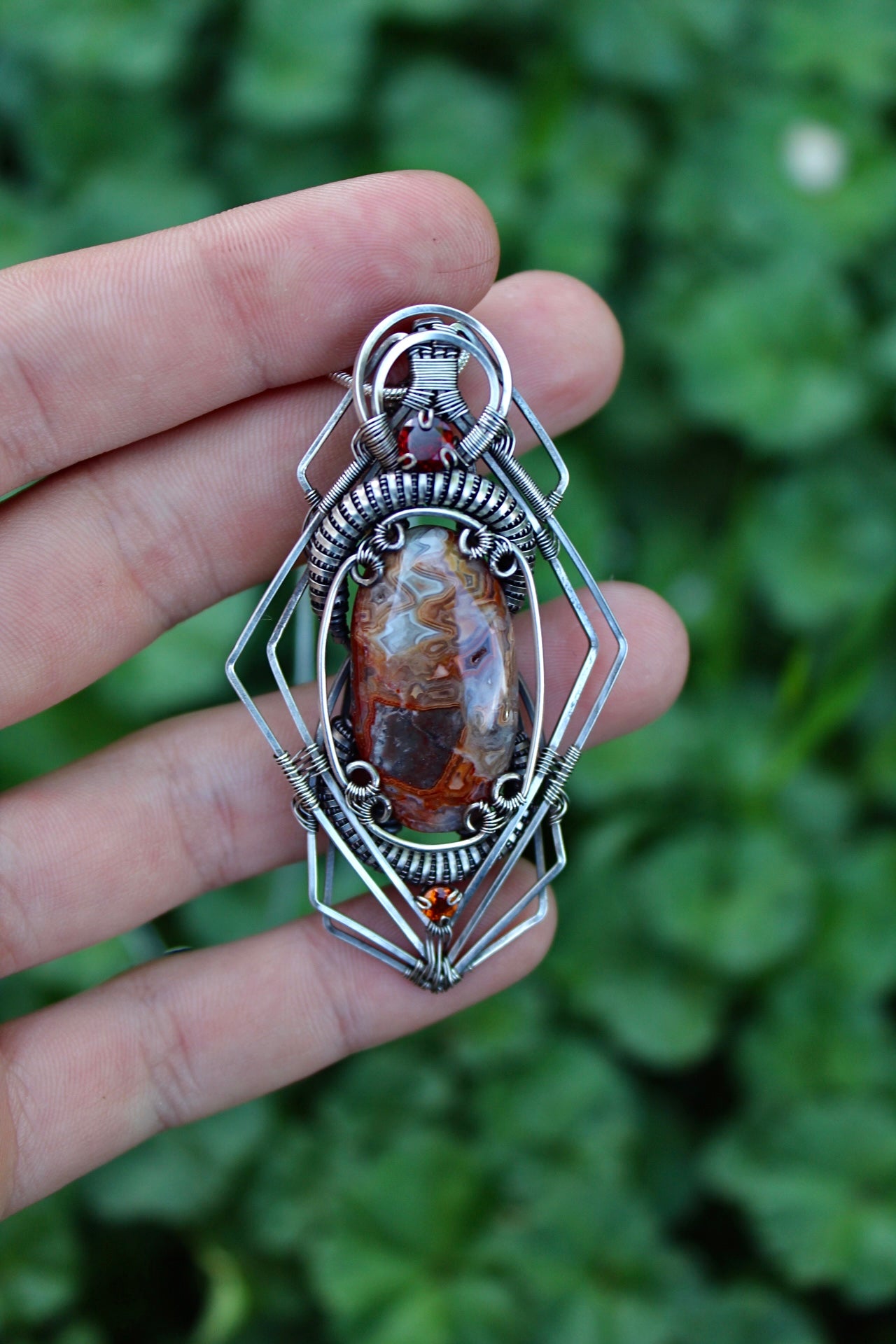 Anxiety - Crazy Lace Agate Pendant