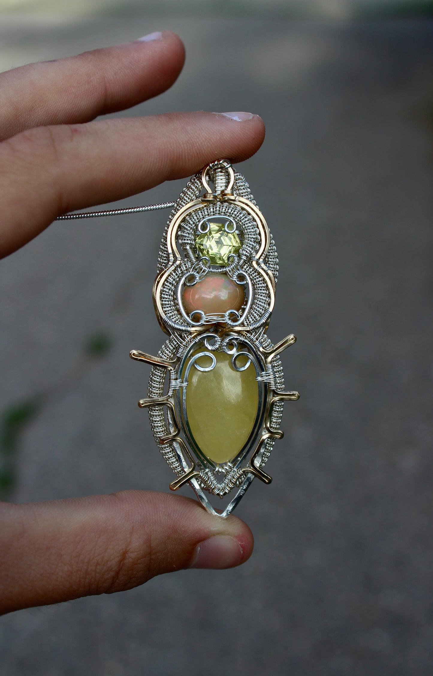 Joy - Lemon Quartz, Opal, & Calcite Pendant