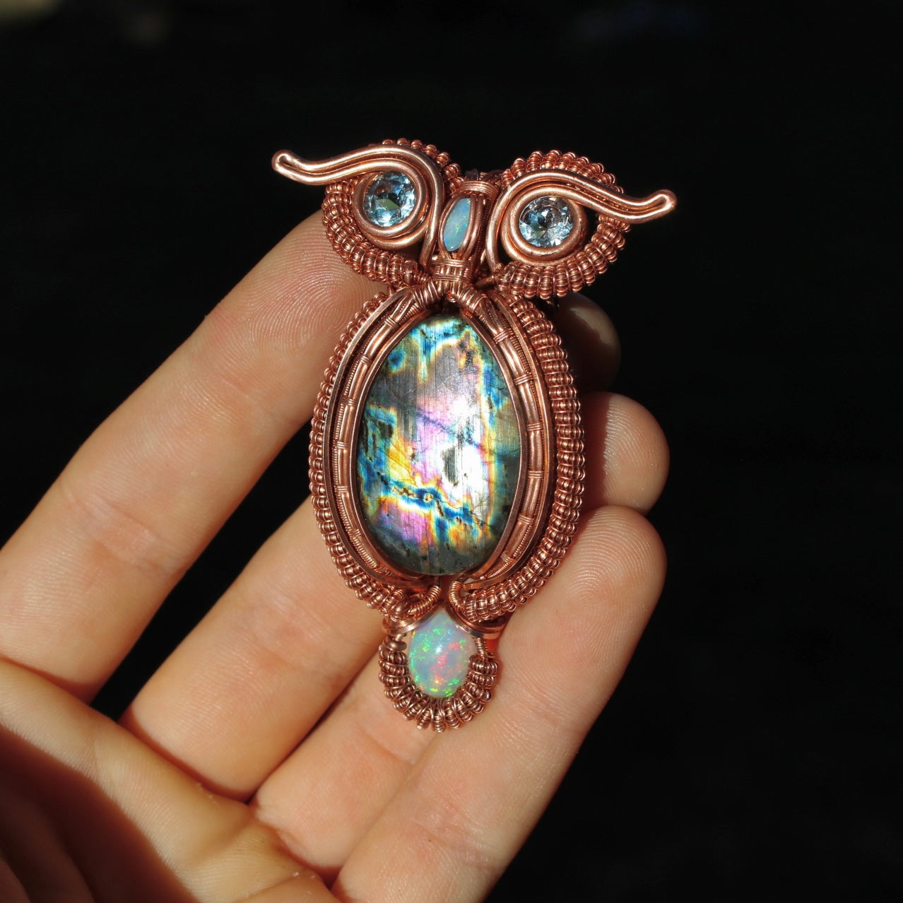 Labradorite Owl Pendant