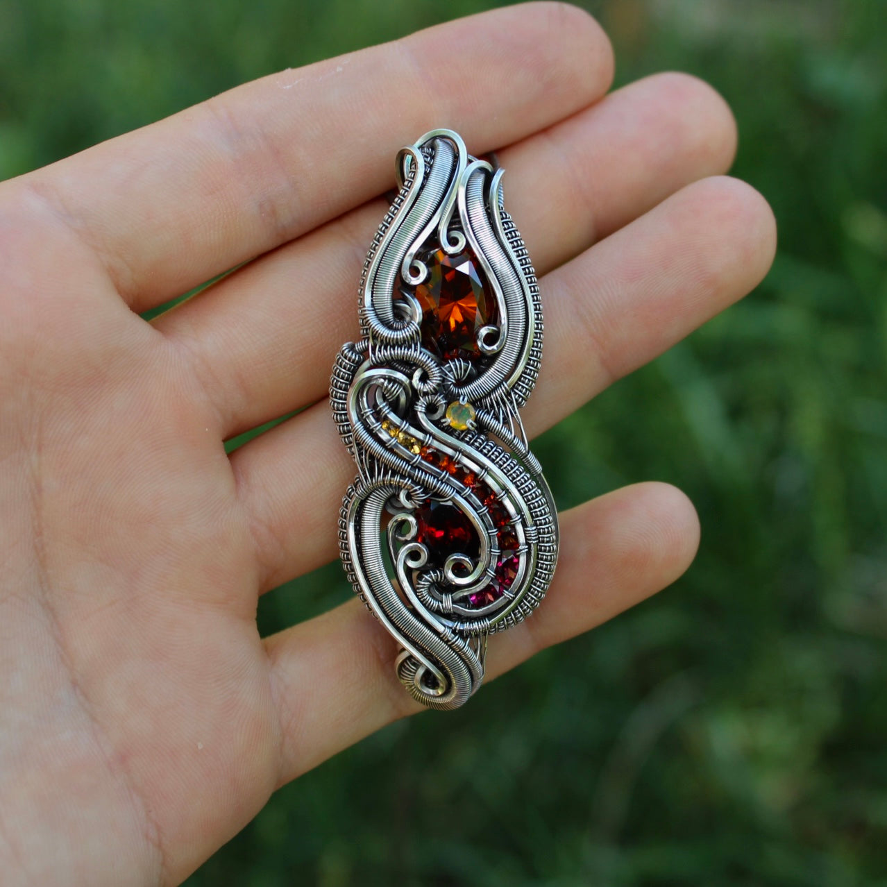 Midnight Sun- Zircon and Garnet Pendant