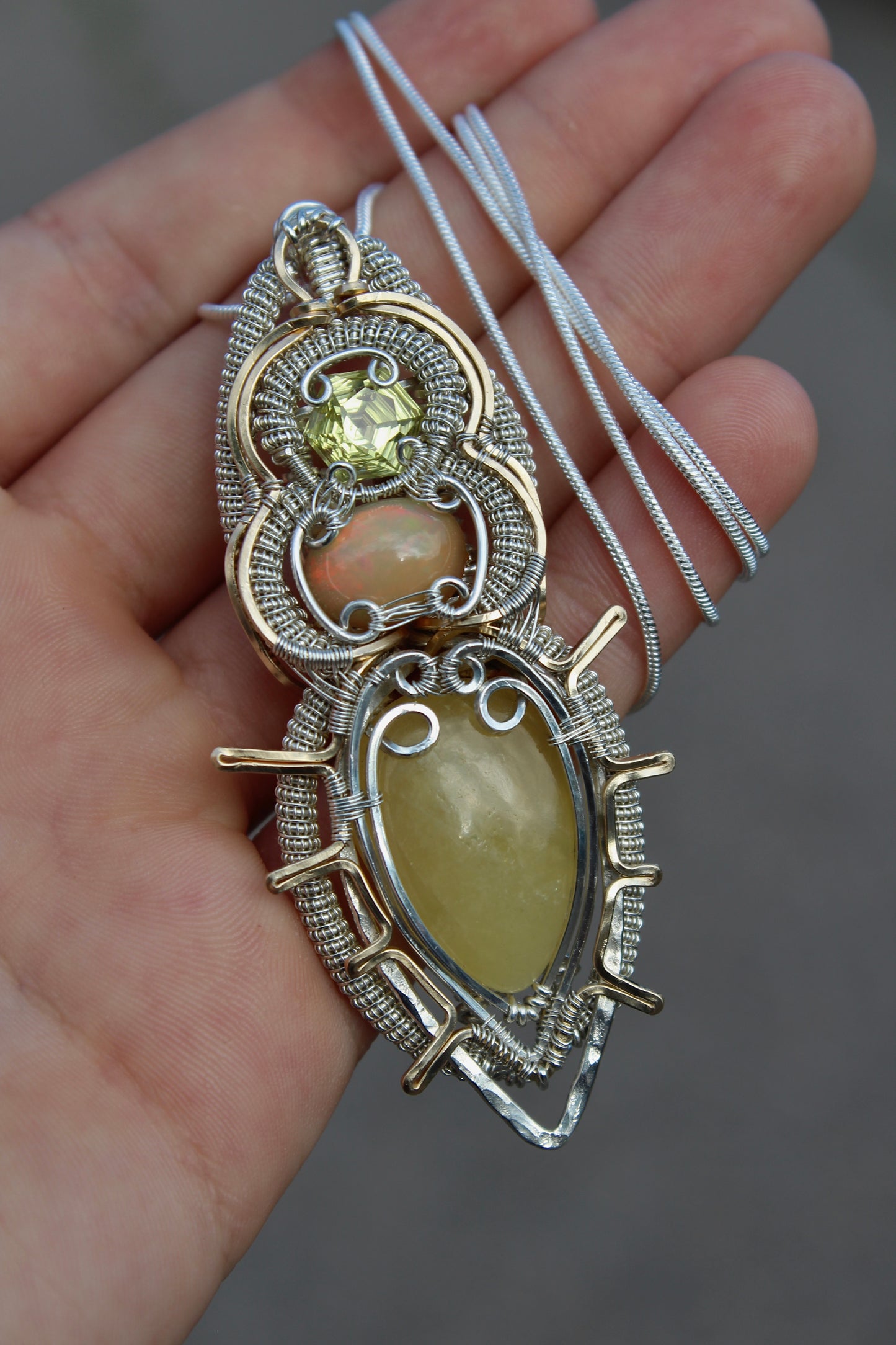 Joy - Lemon Quartz, Opal, & Calcite Pendant