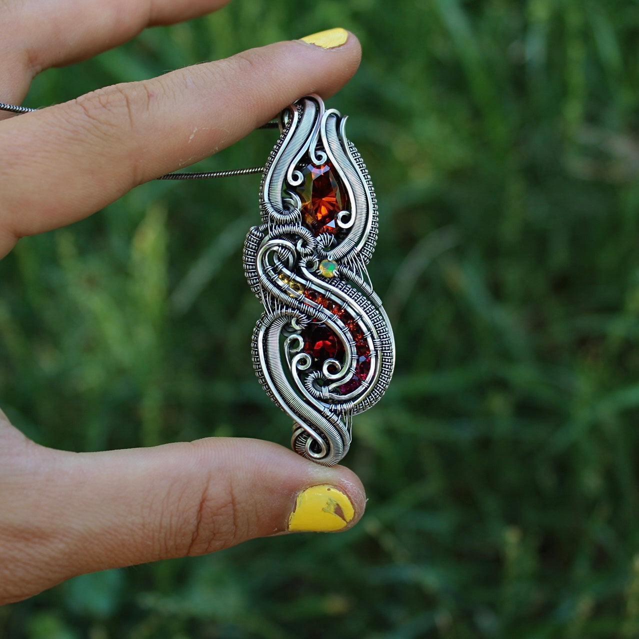 Midnight Sun- Zircon and Garnet Pendant