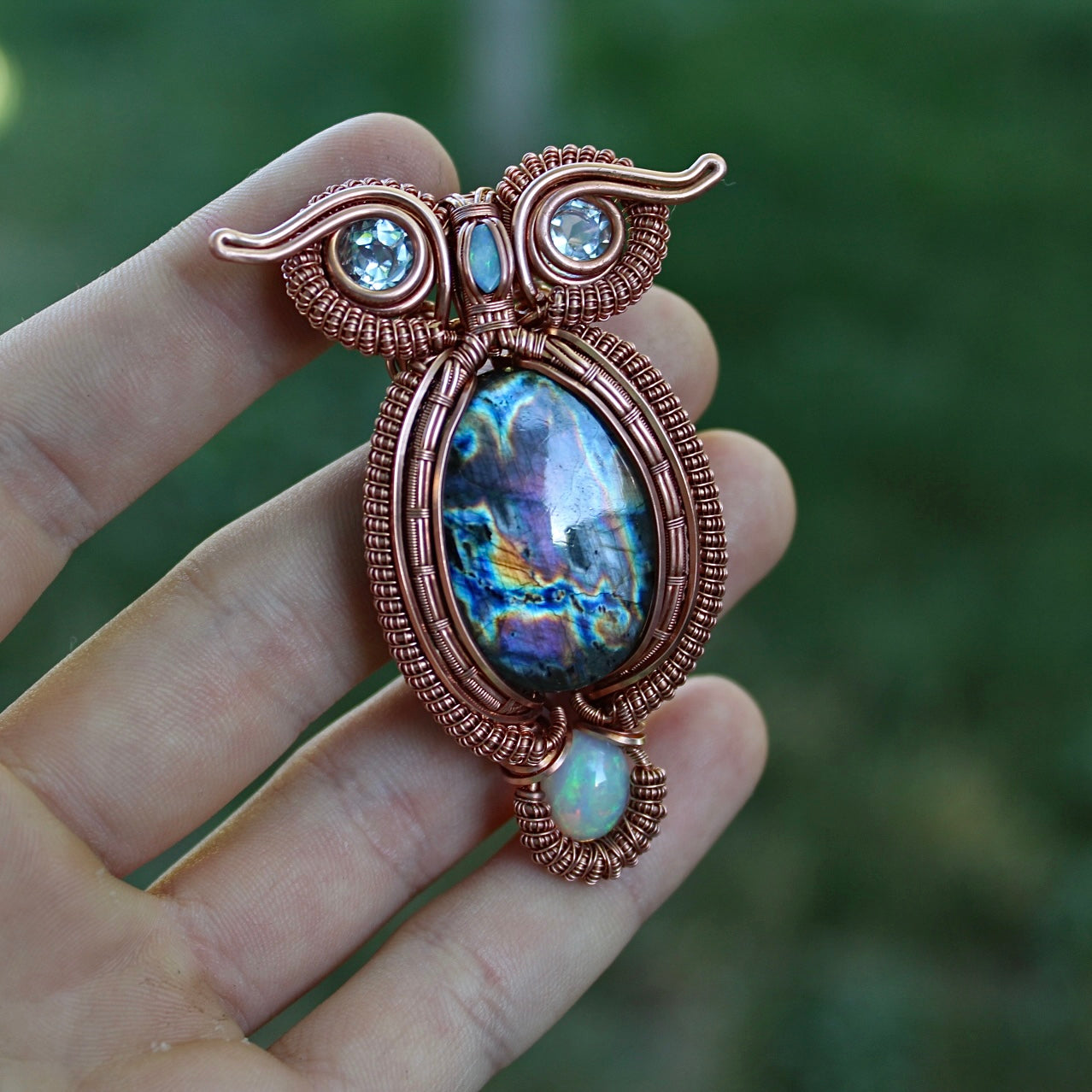 Labradorite Owl Pendant