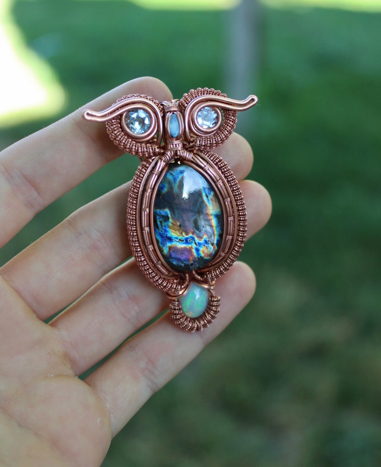 Labradorite Owl Pendant