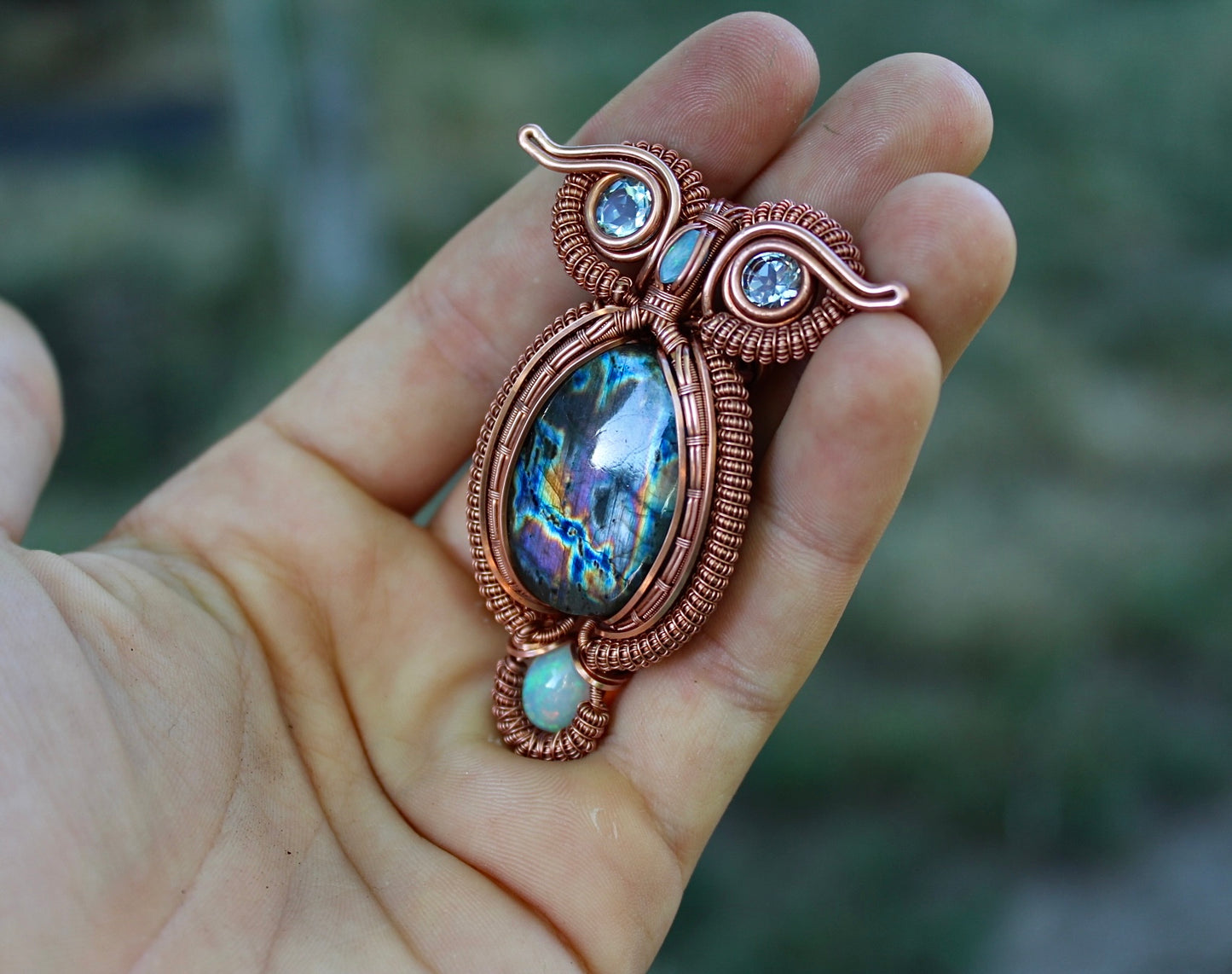 Labradorite Owl Pendant