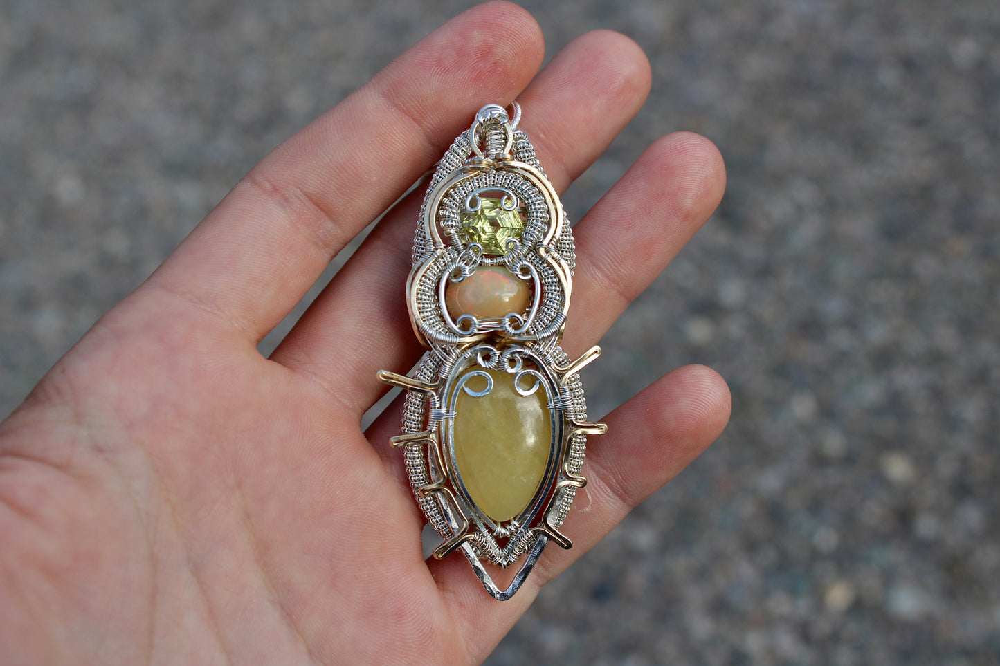 Joy - Lemon Quartz, Opal, & Calcite Pendant