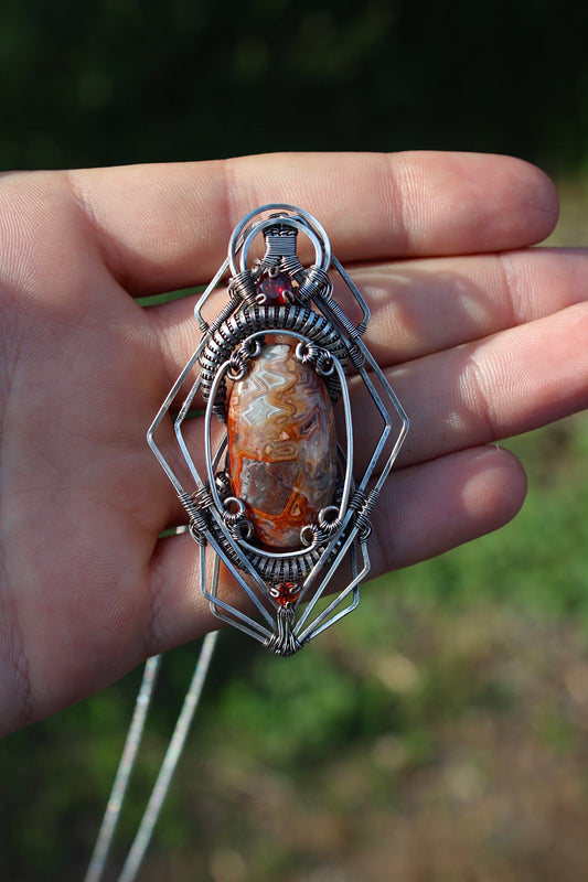 Anxiety - Crazy Lace Agate Pendant