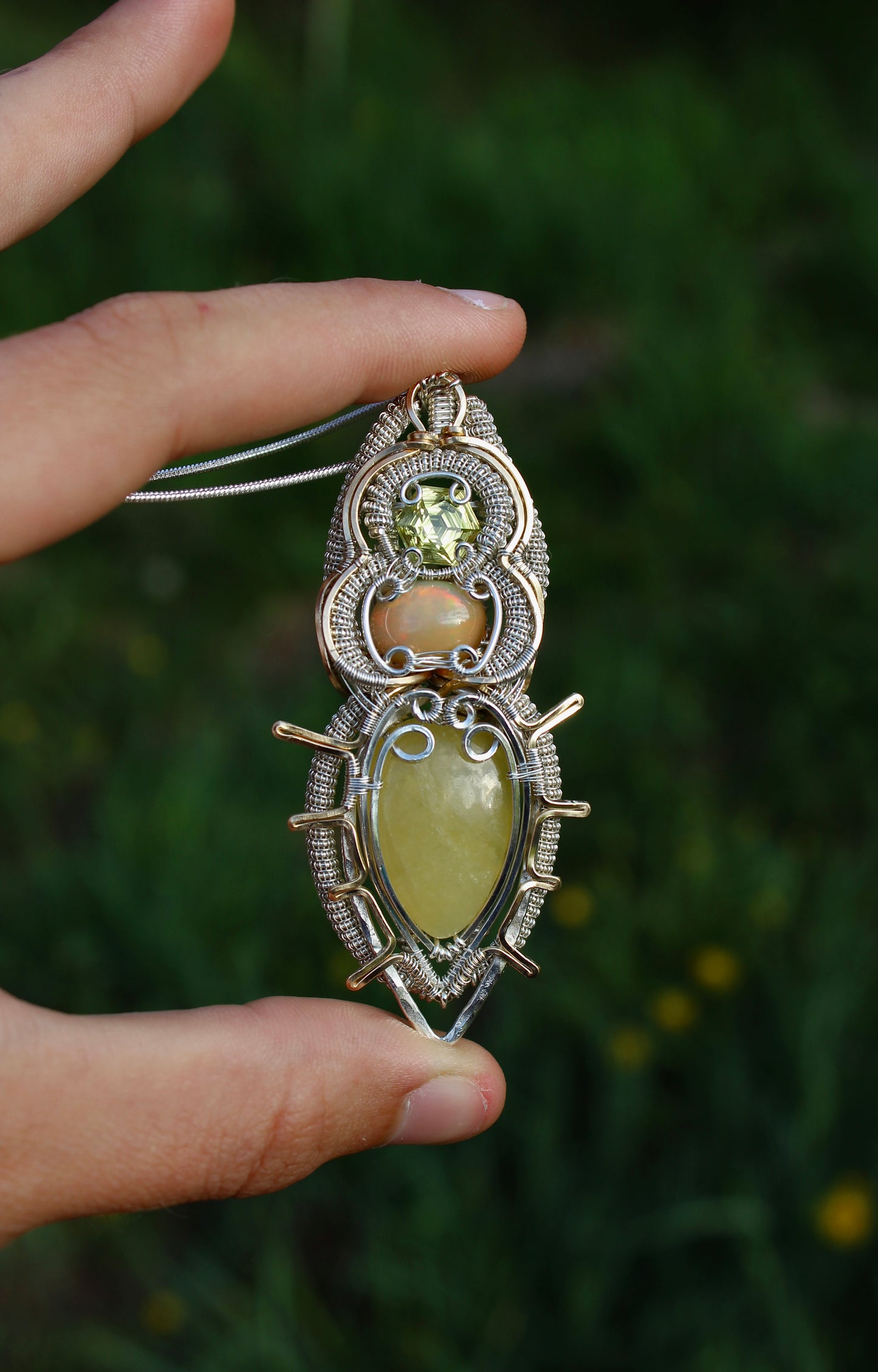 Joy - Lemon Quartz, Opal, & Calcite Pendant