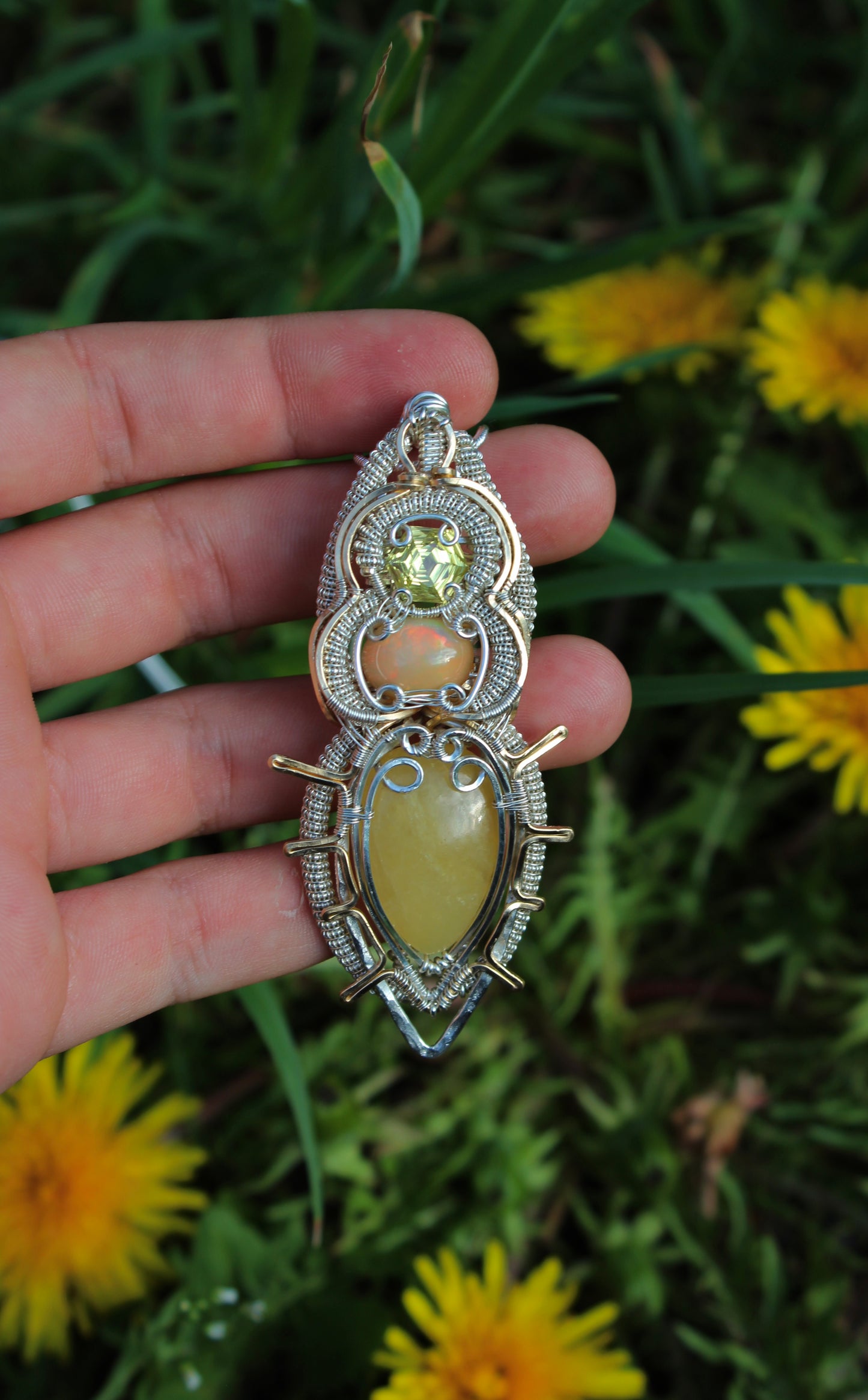 Joy - Lemon Quartz, Opal, & Calcite Pendant