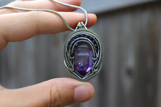 Zambian Amethyst and Iolite Pendant