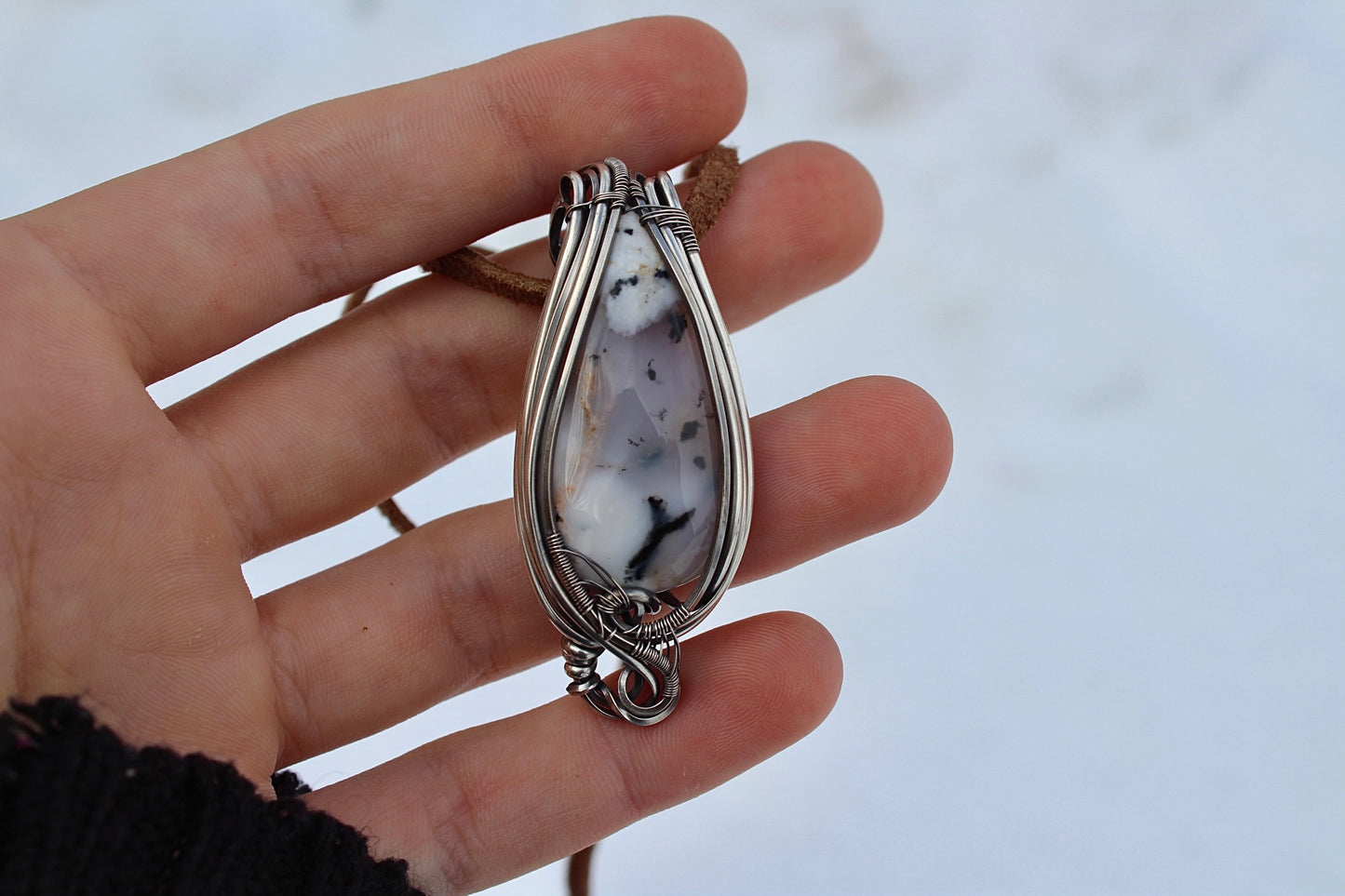 Snow Globe - Dendric Opal Pendant