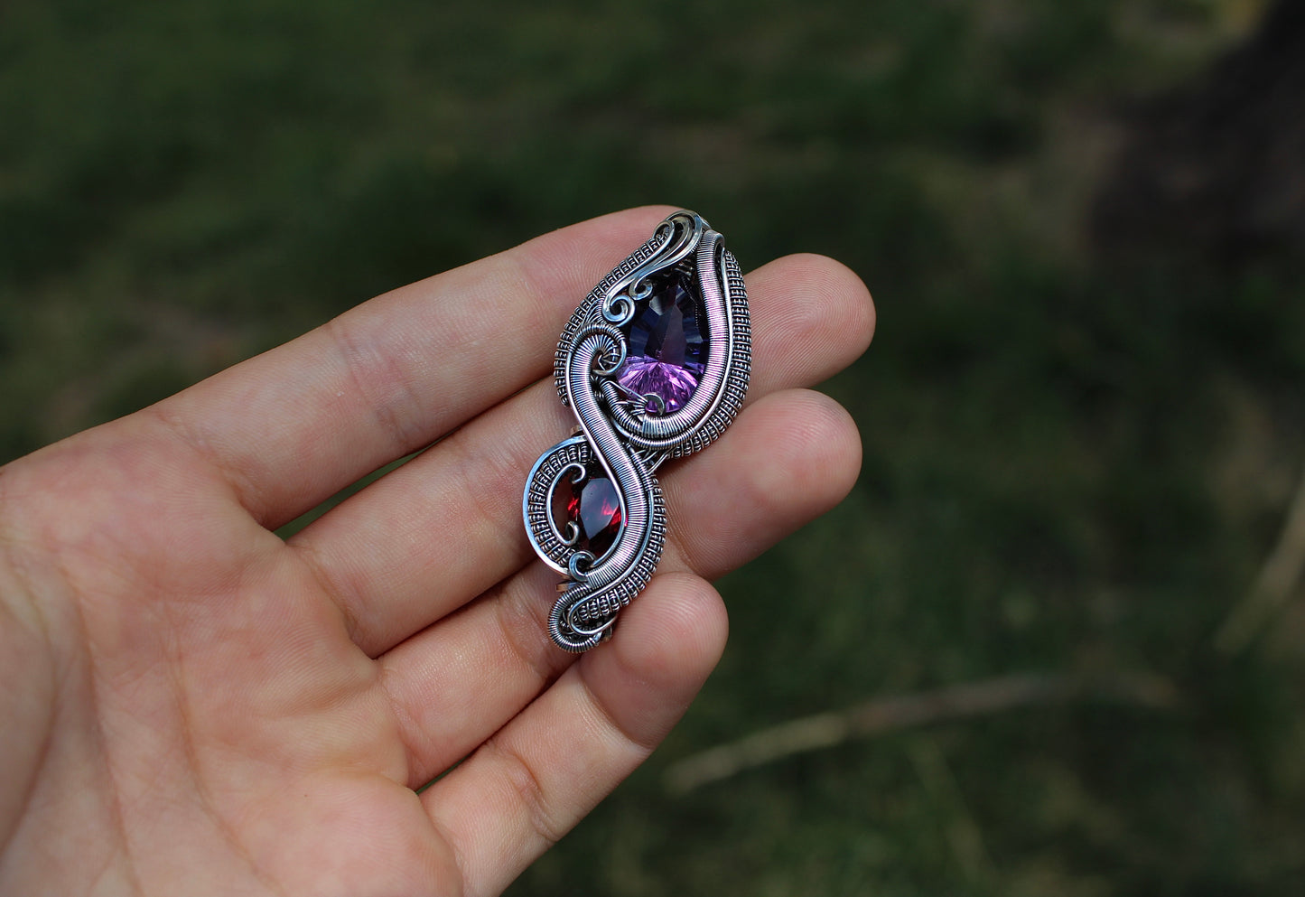 Amethyst and Garnet Pendant